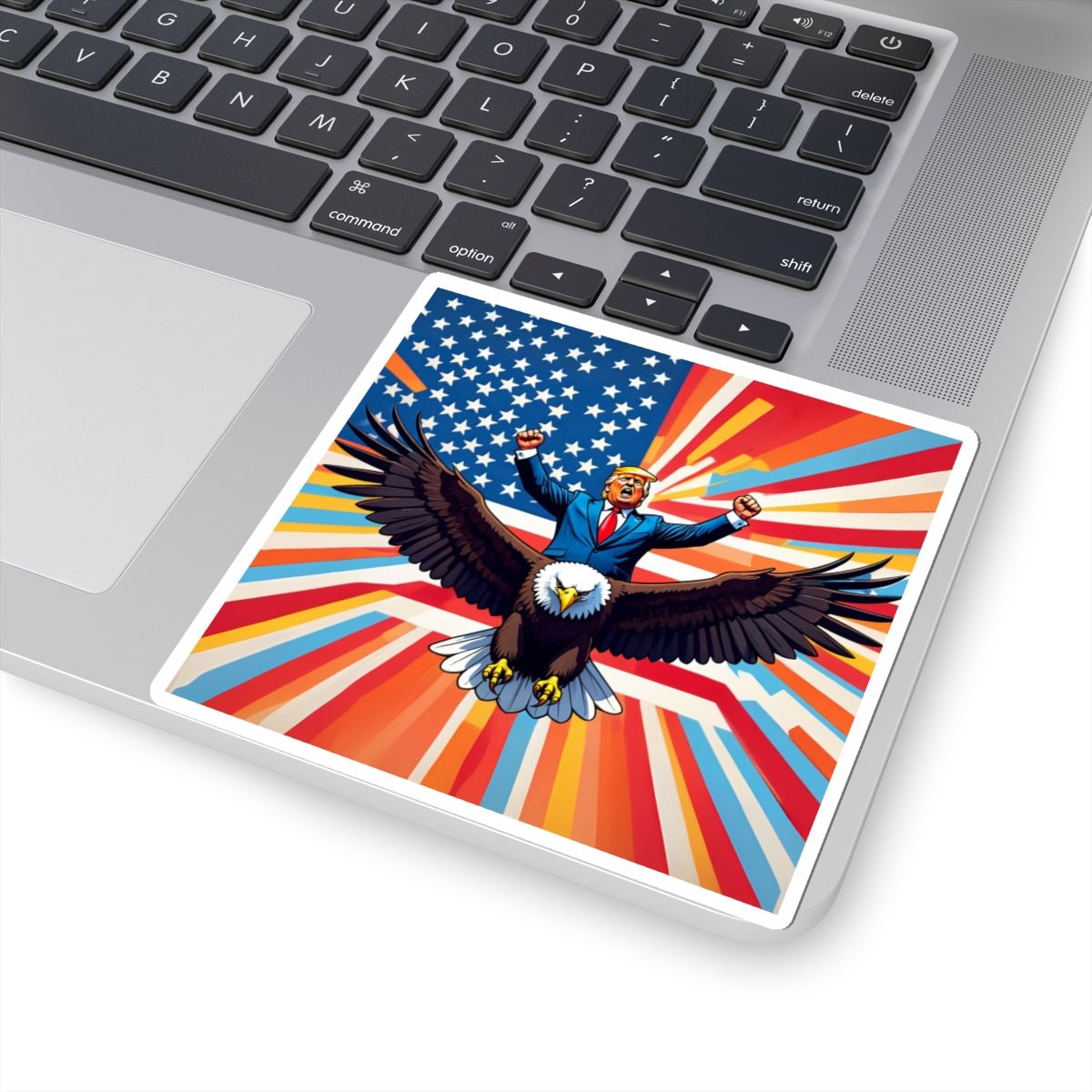 Trump Eagle Rider Sticker - Patriotic MAGA America First Decal - Square Design - My Maga Swag