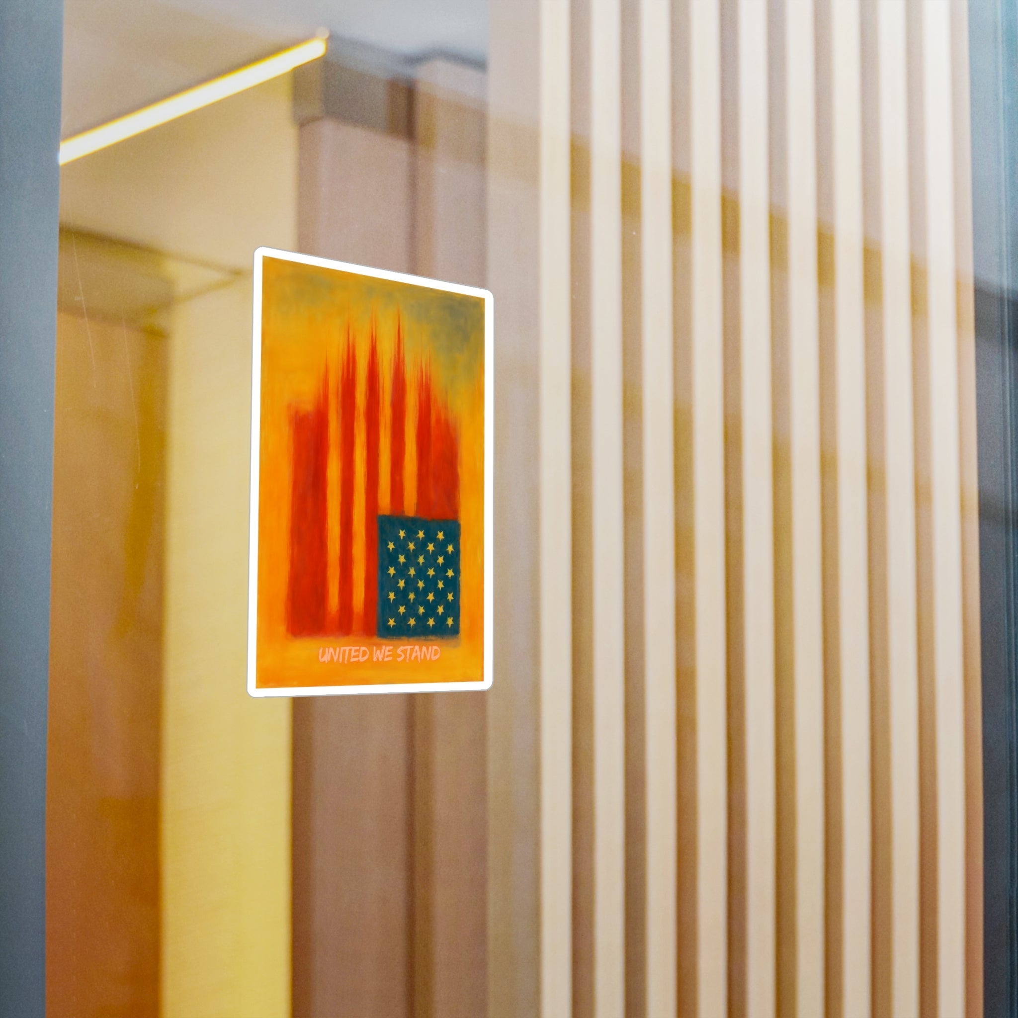 "United We Stand" Abstract American Flag Sticker | Patriotic Vinyl Decal - My Maga Swag