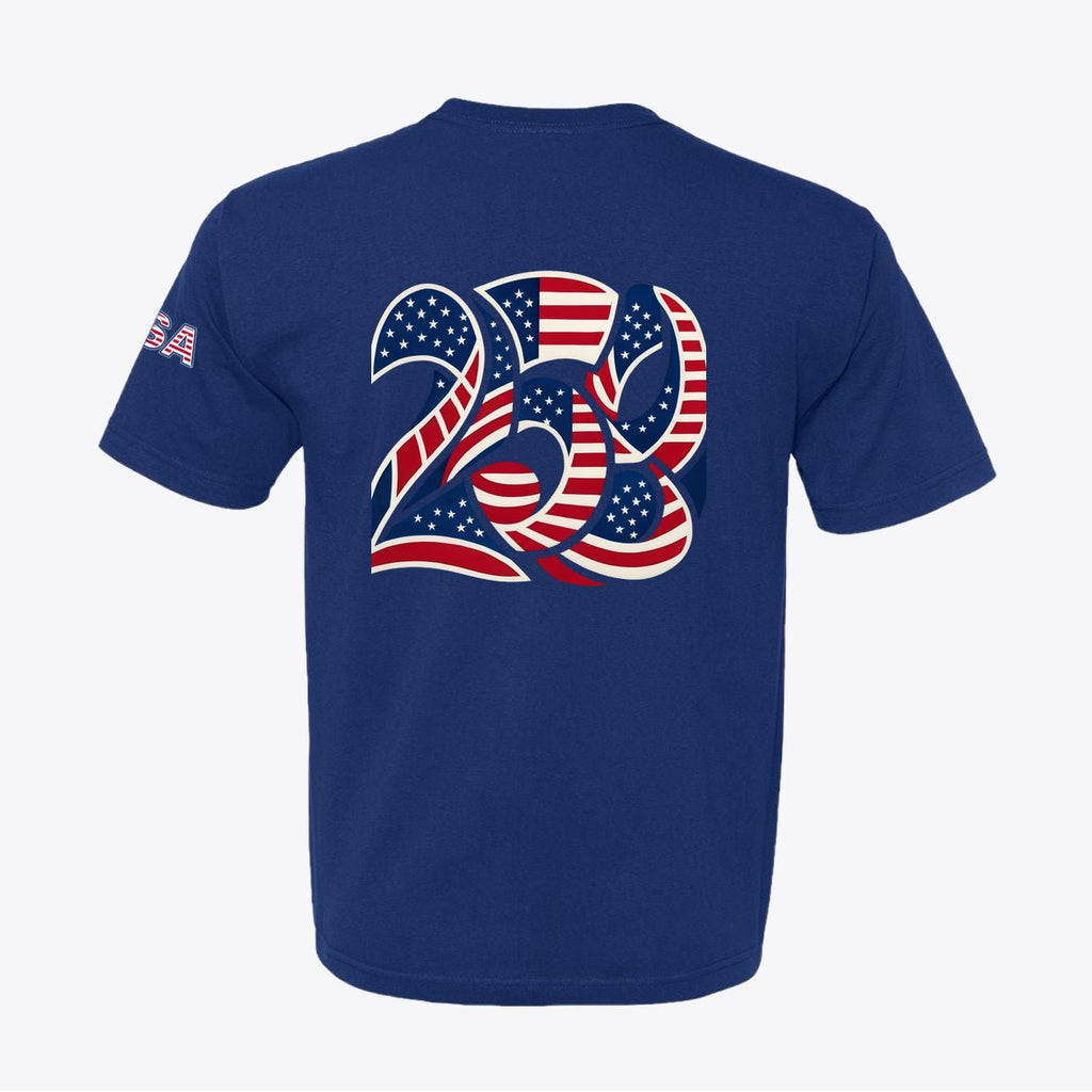 USA 250 Semiquincentennial Patriotic Tee – 100% Made in USA – Back Print Graphic - Unisex - My Maga Swag