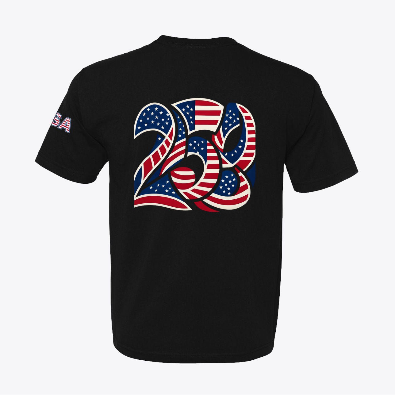 USA 250 Semiquincentennial Patriotic Tee – 100% Made in USA – Back Print Graphic - Unisex - My Maga Swag
