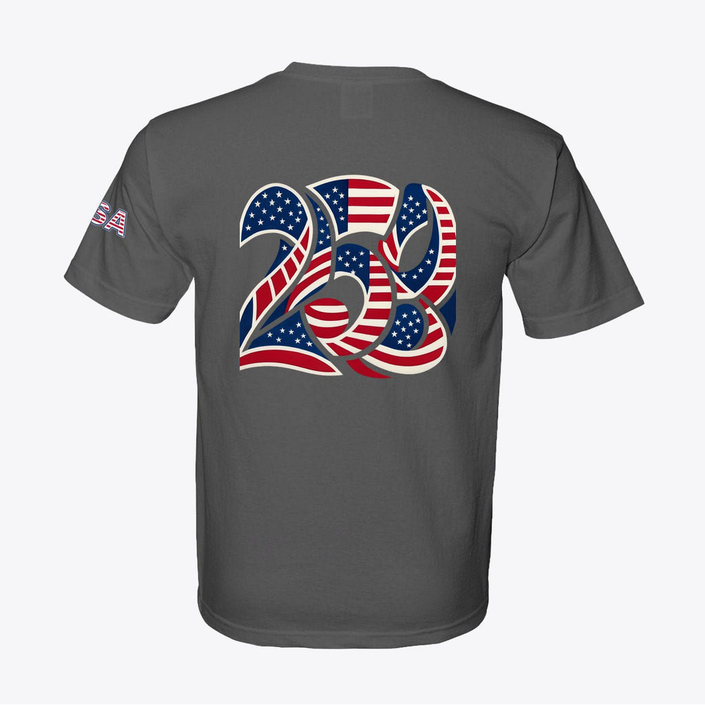 USA 250 Semiquincentennial Patriotic Tee – 100% Made in USA – Back Print Graphic - Unisex - My Maga Swag