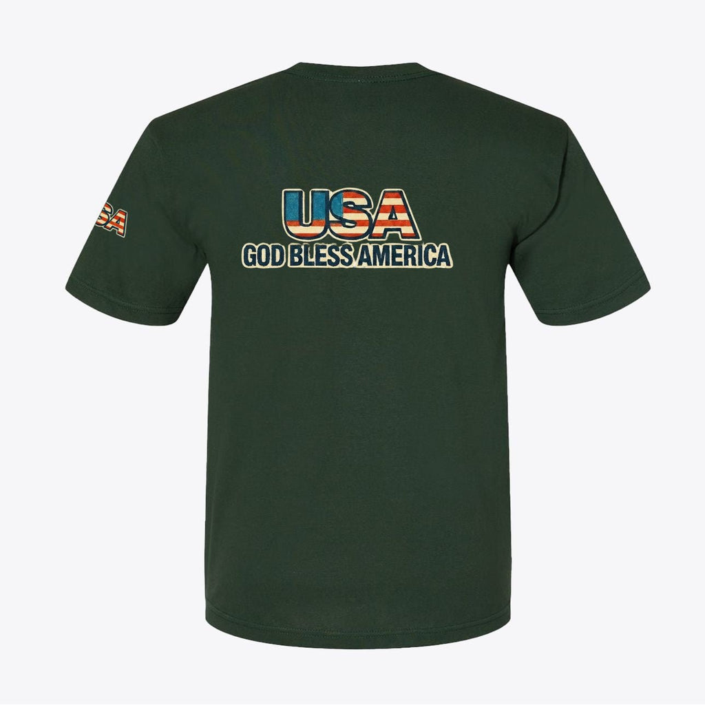 USA God Bless America Tee 100% American Made God Bless America Tee – Graphic Sleeve & Back – Union Sewn Unisex - My Maga Swag