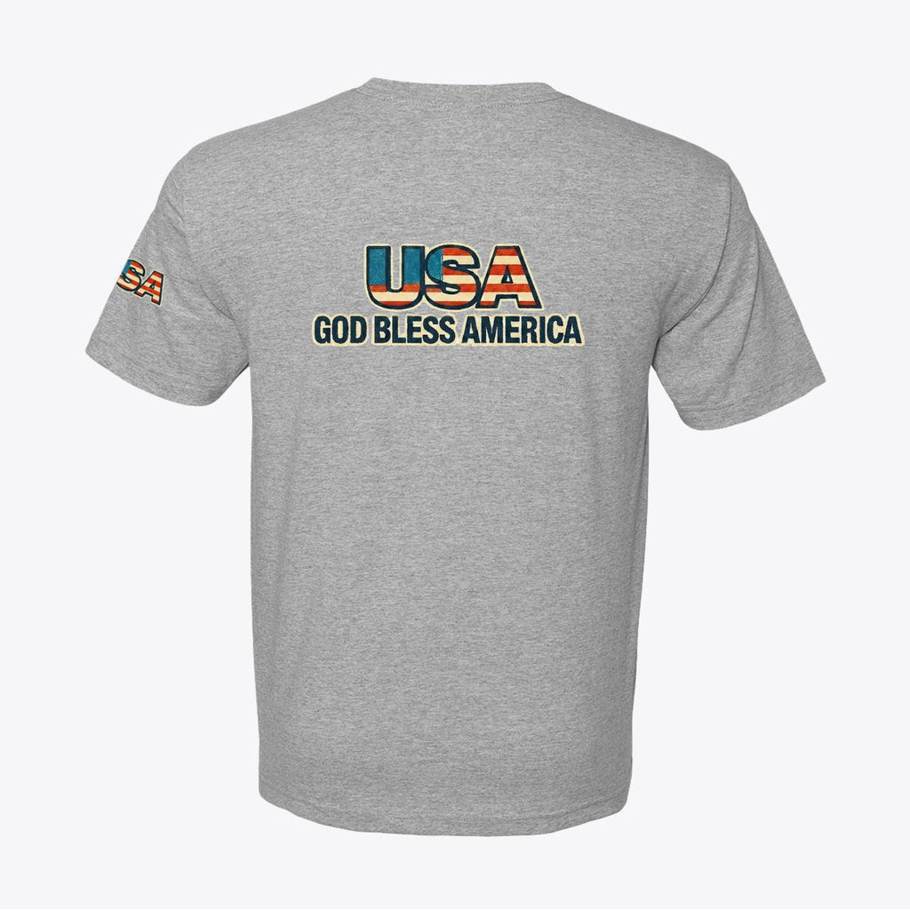 USA God Bless America Tee 100% American Made God Bless America Tee – Graphic Sleeve & Back – Union Sewn Unisex - My Maga Swag