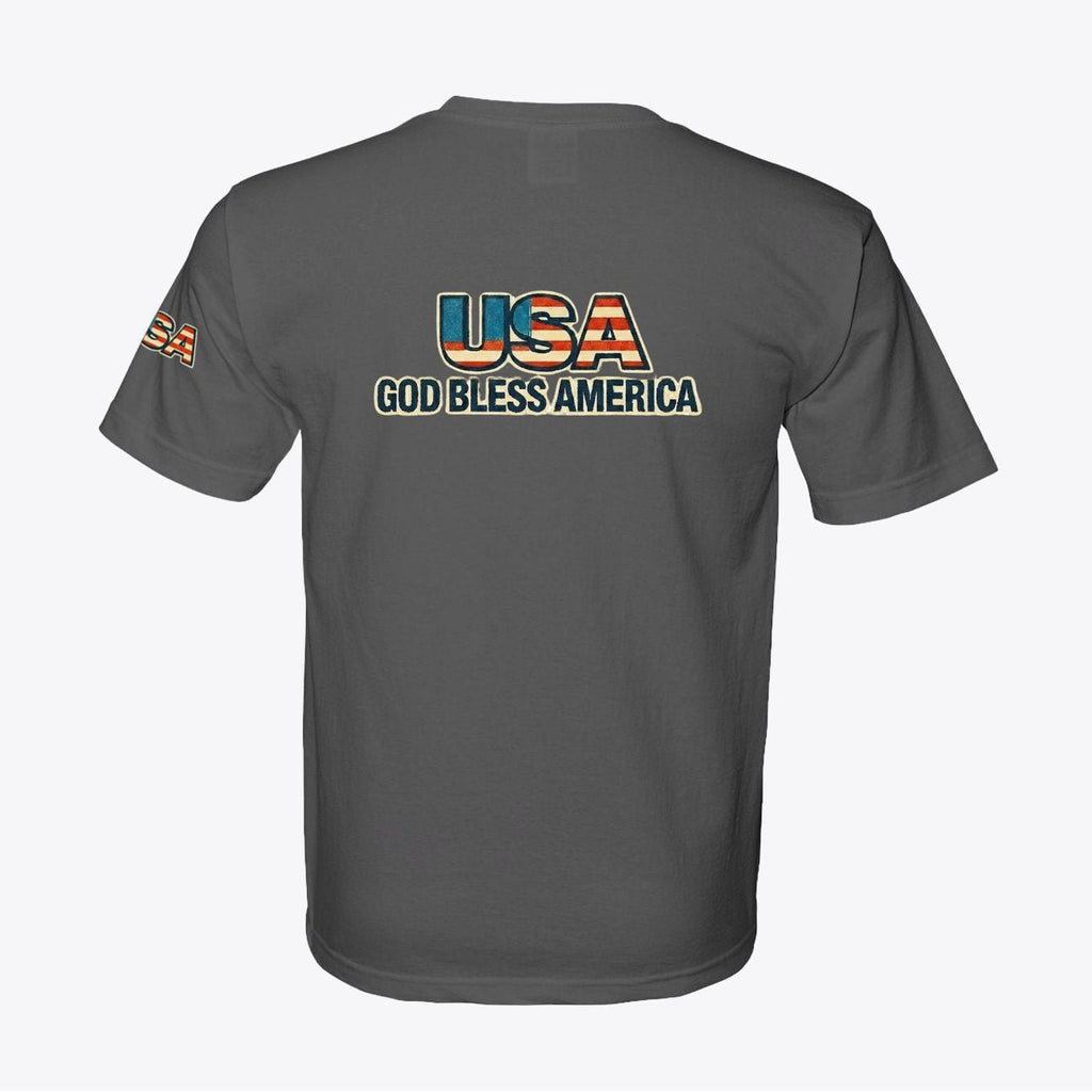 USA God Bless America Tee 100% American Made God Bless America Tee – Graphic Sleeve & Back – Union Sewn Unisex - My Maga Swag