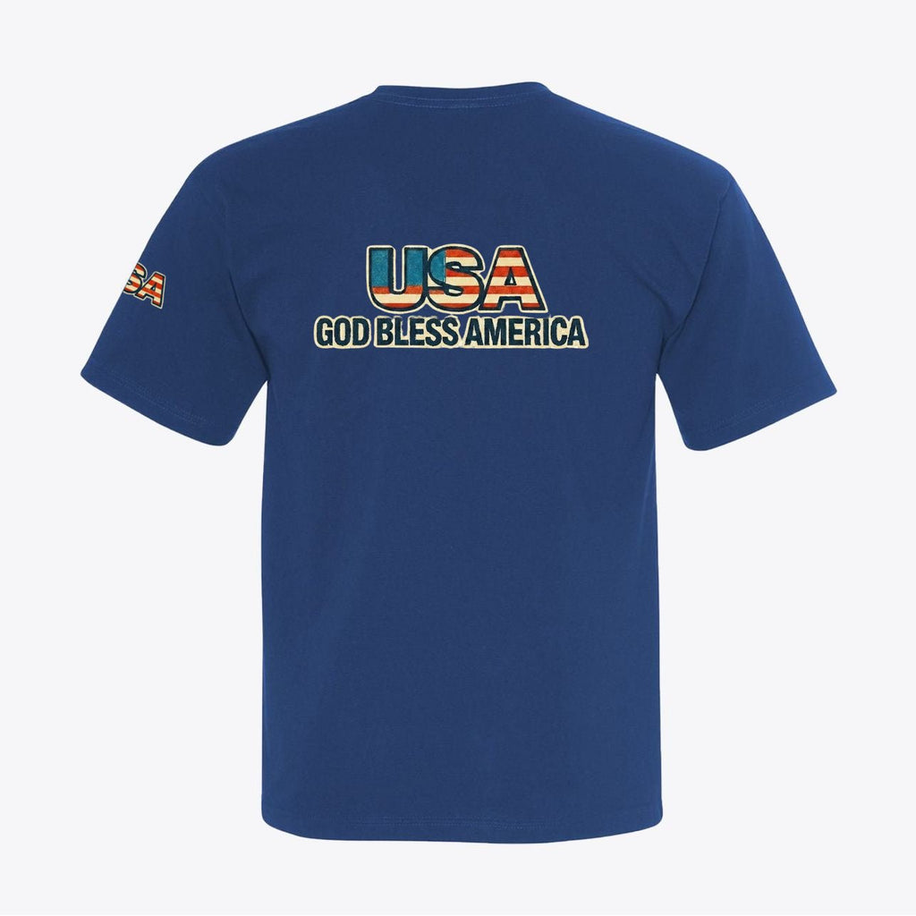 USA God Bless America Tee 100% American Made God Bless America Tee – Graphic Sleeve & Back – Union Sewn Unisex - My Maga Swag