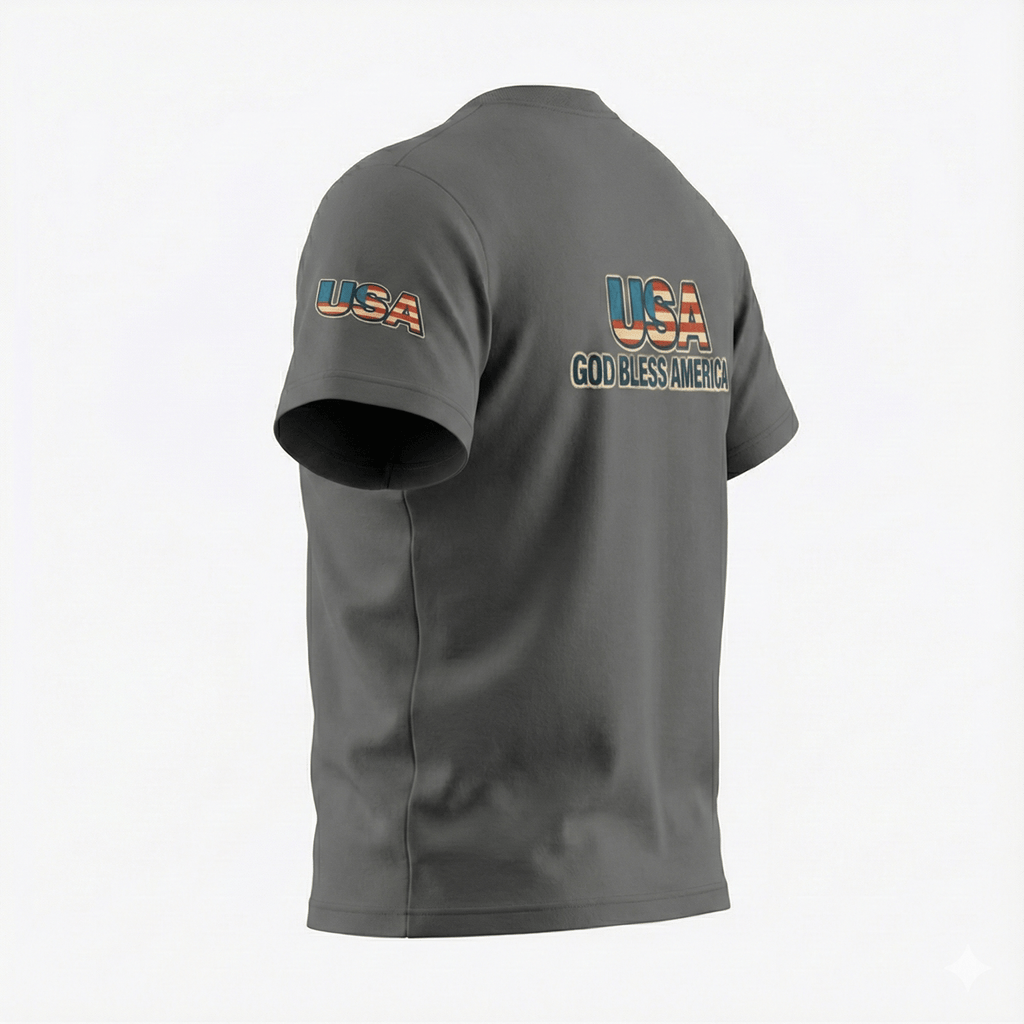 USA God Bless America Tee 100% American Made God Bless America Tee – Graphic Sleeve & Back – Union Sewn Unisex - My Maga Swag