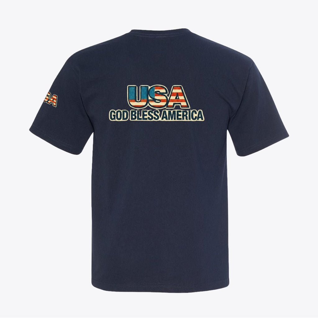 USA God Bless America Tee 100% American Made God Bless America Tee – Graphic Sleeve & Back – Union Sewn Unisex - My Maga Swag