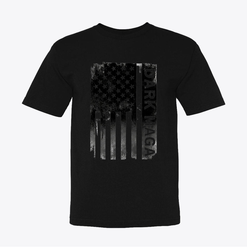 Vintage Distressed American Flag T-Shirt - Dark MAGA Patriotic Tee - Black Cotton Blend Short Sleeve - My Maga Swag
